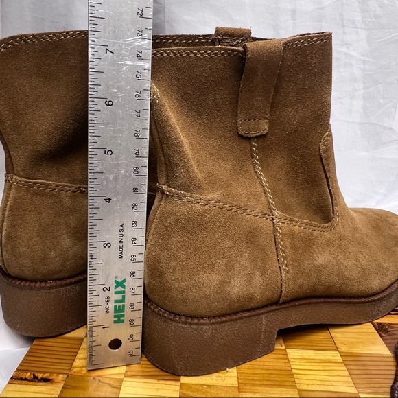 Lucky Brand Rhetty Soft Suede Leather Mid High Carmel Booties - NWOT! Si… - Picture 13 of 17